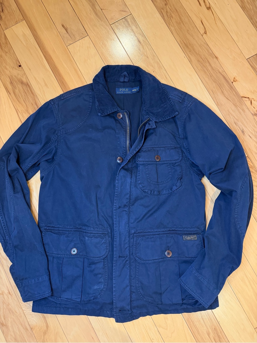 Vintage Polo Ralph Lauren Navy Field Barn Jacket Corduroy Collar Mens Medium M